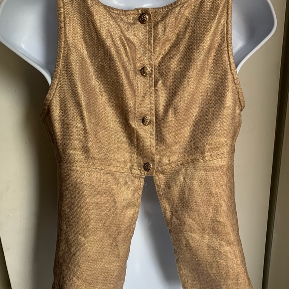 Chanel Cropped Tank Top Gold Linen/Silk Small - Picture 4 of 13